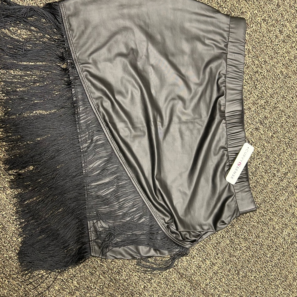 Chic Black Fringe Mini Skirt